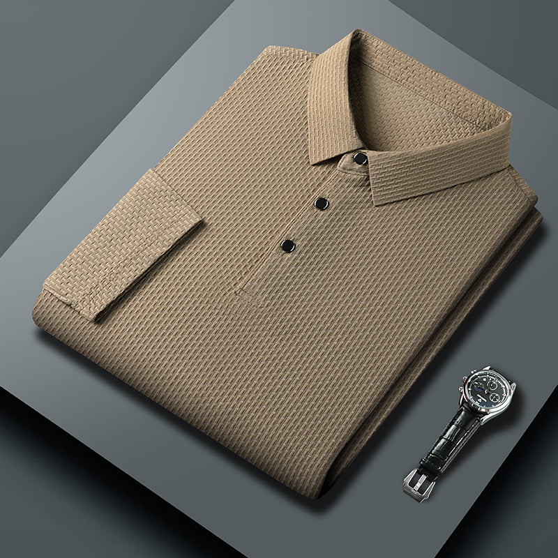 Soffice Long Sleeve Polo – No-Logo Wrinkle-Free Fabric - Image 9