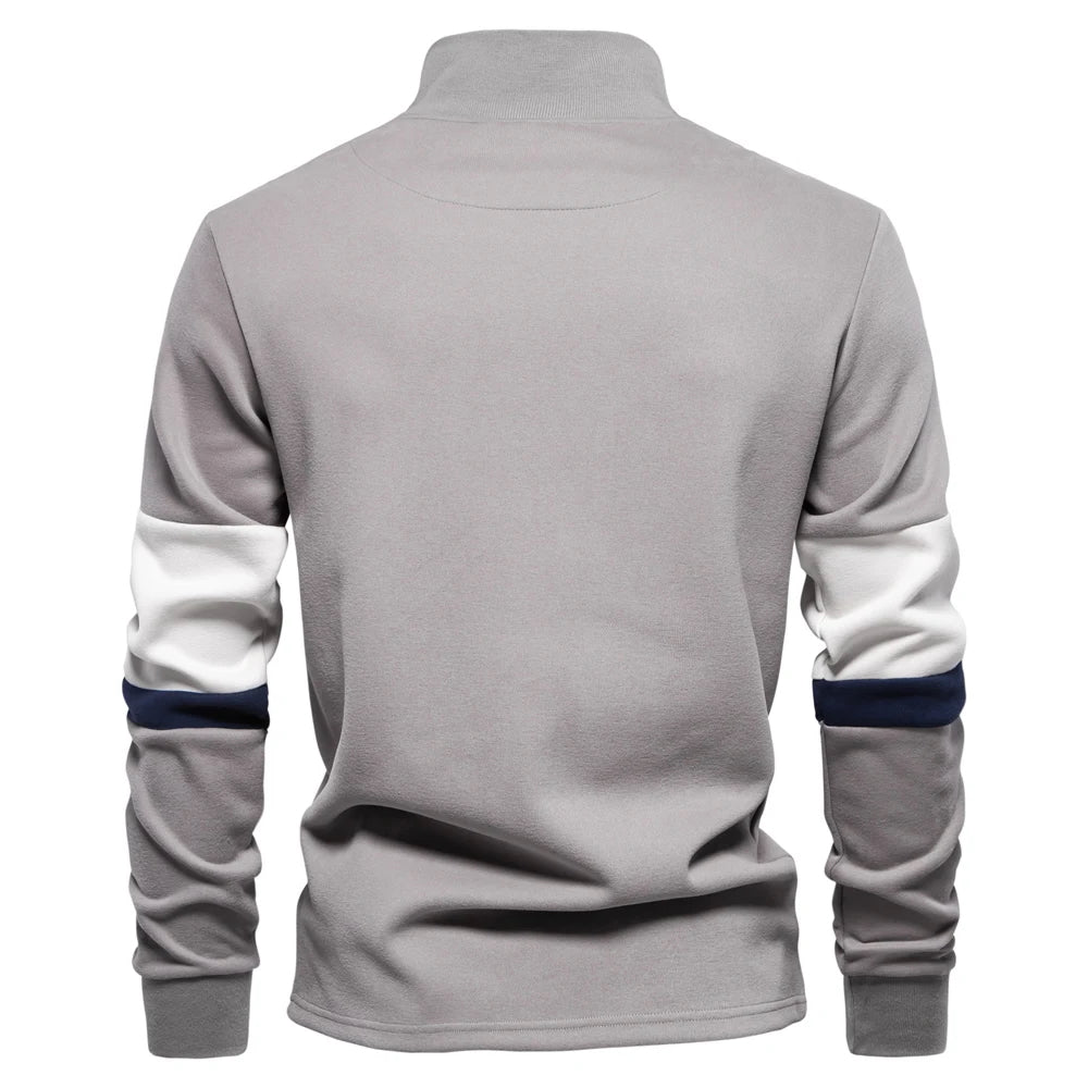Tricolore Quarter-Zip Pullover – Men's Cotton Blend Sweater - Image 10