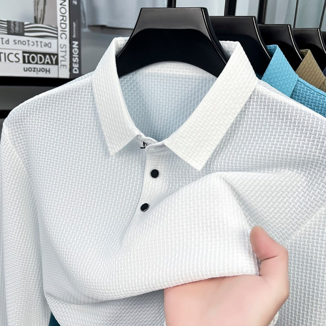 Soffice Long Sleeve Polo – No-Logo Wrinkle-Free Fabric - Image 4